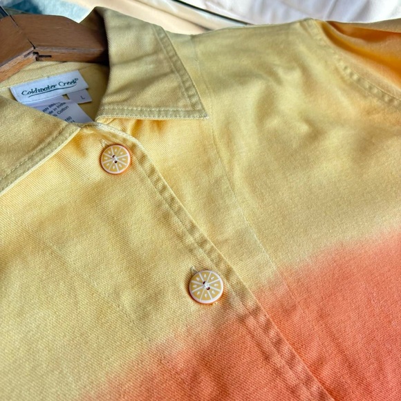 Vintage Coldwater Creek orange yellow fruit embroidered novelty statement jacket - Picture 8 of 8